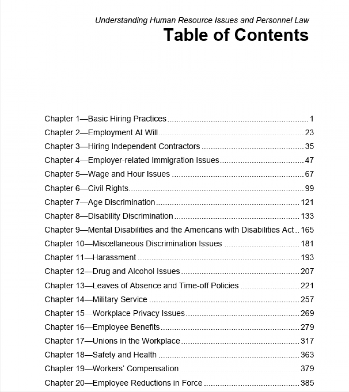 HR Law TOC
