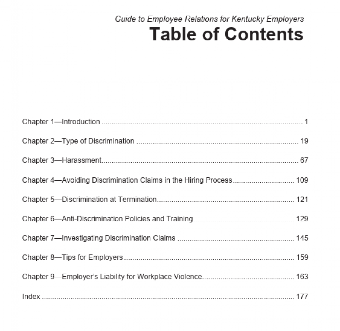 Employee Relations TOC