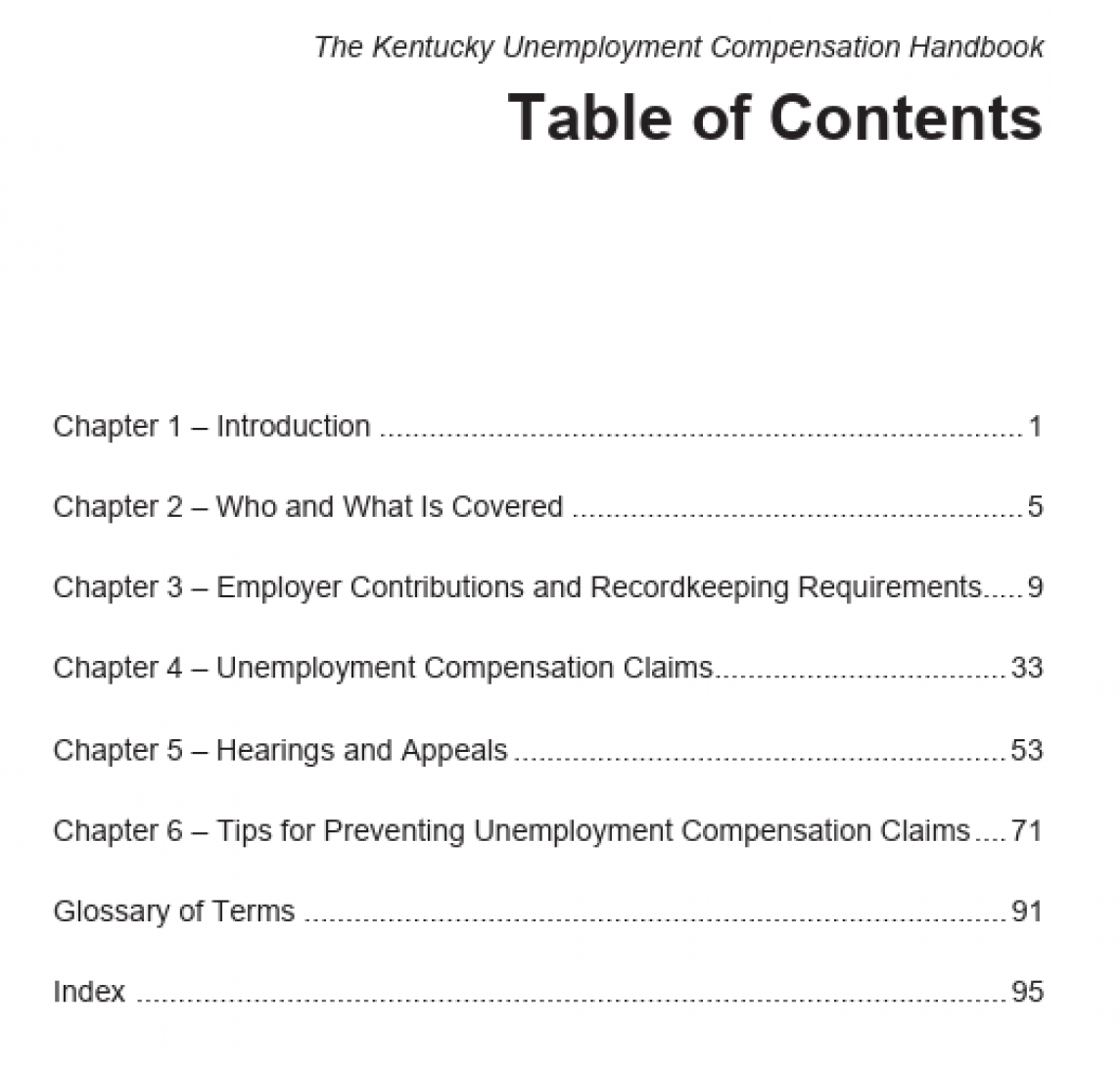 Unemployment Comp TOC